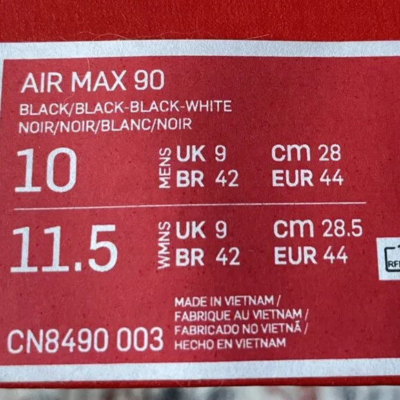 Nike Air Max 90 - men's size US 10 - black - Like New condition - Picture 8 of 8